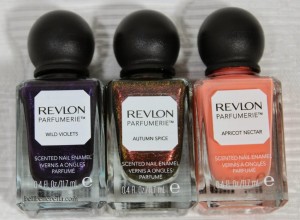 Revlon Parfumerie Scented Nail Enamels Wild Violets, Autumn Spice, Apricot Nectar