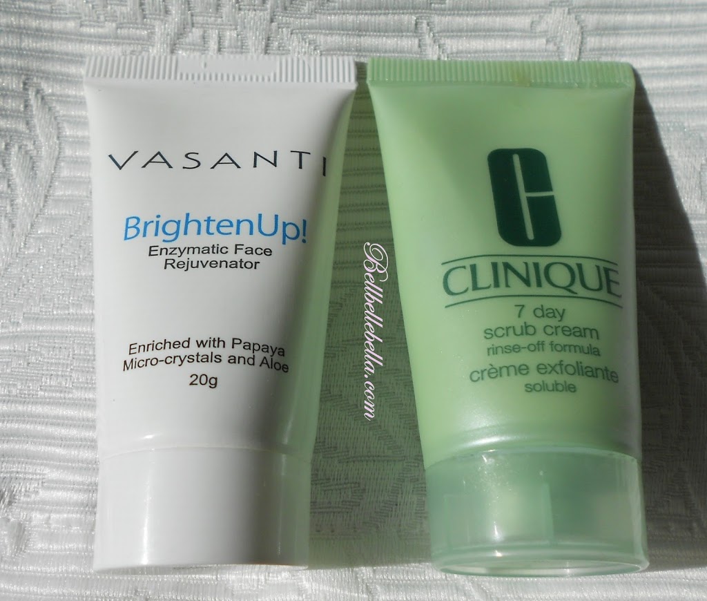 Faceoff: Vasanti BrightenUp! Enzymatic Face Rejuvenator vs. Clinique7Day Scrub Cream Rinse Off Formula graphic